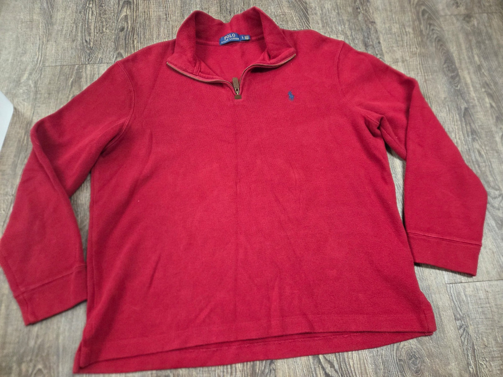 POLO RALPH LAUREN Red 1/4 Ribbed Zip Sweater Pullover Long Sleeve Shirt Large